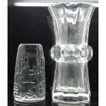 Two signed Swedish art glass items by designer Bengt Edenfalk; a Kosta glass vase, 22cm and a