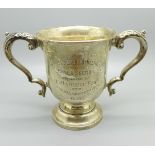 A silver trophy, Gedling Colliery Athletic Club inscription, Sheffield 1927, Walker & Hall, 262g