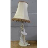 A Lladro ballerina table lamp, a/f, finger missing