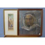 Robin Craig Guthrie, British 1902 - 1971, portrait of an Arab gentleman, pastel, framed