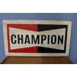 An aluminium champion sign