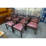 A set of ten Chippendale Revival mahogany dining chairs