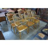 A set of six elm and beech Windsor armchairs