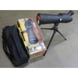 An Optus spotting scope with table tripod, boxed, 20-60x60