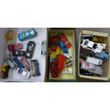 Die-cast model vehicles including Corgi, Dinky, Lesney, etc., with Corgi 007 DB5 and Lotus