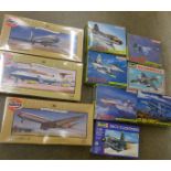 Three Airfix model aircraft kits, five Dragon kits and two Revell, Airfix sealed