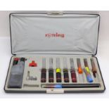 A Rotring drawing pen with various nibs, cased