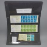 Stamps; GB booklet errors on stock card, 3 booklets including scarce UFB3A Perf. P.