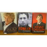 Autographed books; Rod Stewart, Robbie Fowler and Kenny Dalglish