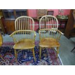 A pair of elm and beech Windsor armchairs