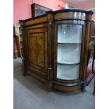 A Victorian inlaid walnut, ebonised and gilt metal mantel credenza