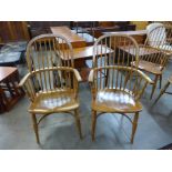 A pair of elm and beech Windsor armchairs