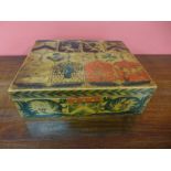 A 19th Century box, hand painted with heraldic symbols