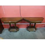 A pair of Art Deco oak console tables