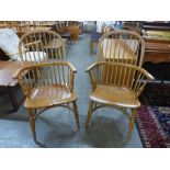 A pair of elm and beech Windsor armchairs