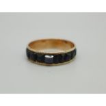 A Georgian stone set band ring, tests as 9ct gold, 1.5g, Q