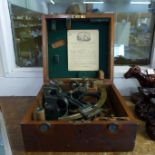 A Hughes & Son sextant, with National Physical Laboratory Certificate of Examination dated 1902