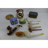 Clay pipes, trinket boxes, etc.