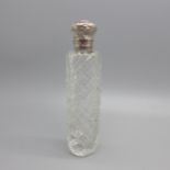 A Victorian silver topped glass scent bottle, Birmingham 1896, Charles May, with inner stopper, 10.