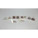 Five pairs of silver cufflinks including one Victorian pair and one pair marked Belfiore, 63g