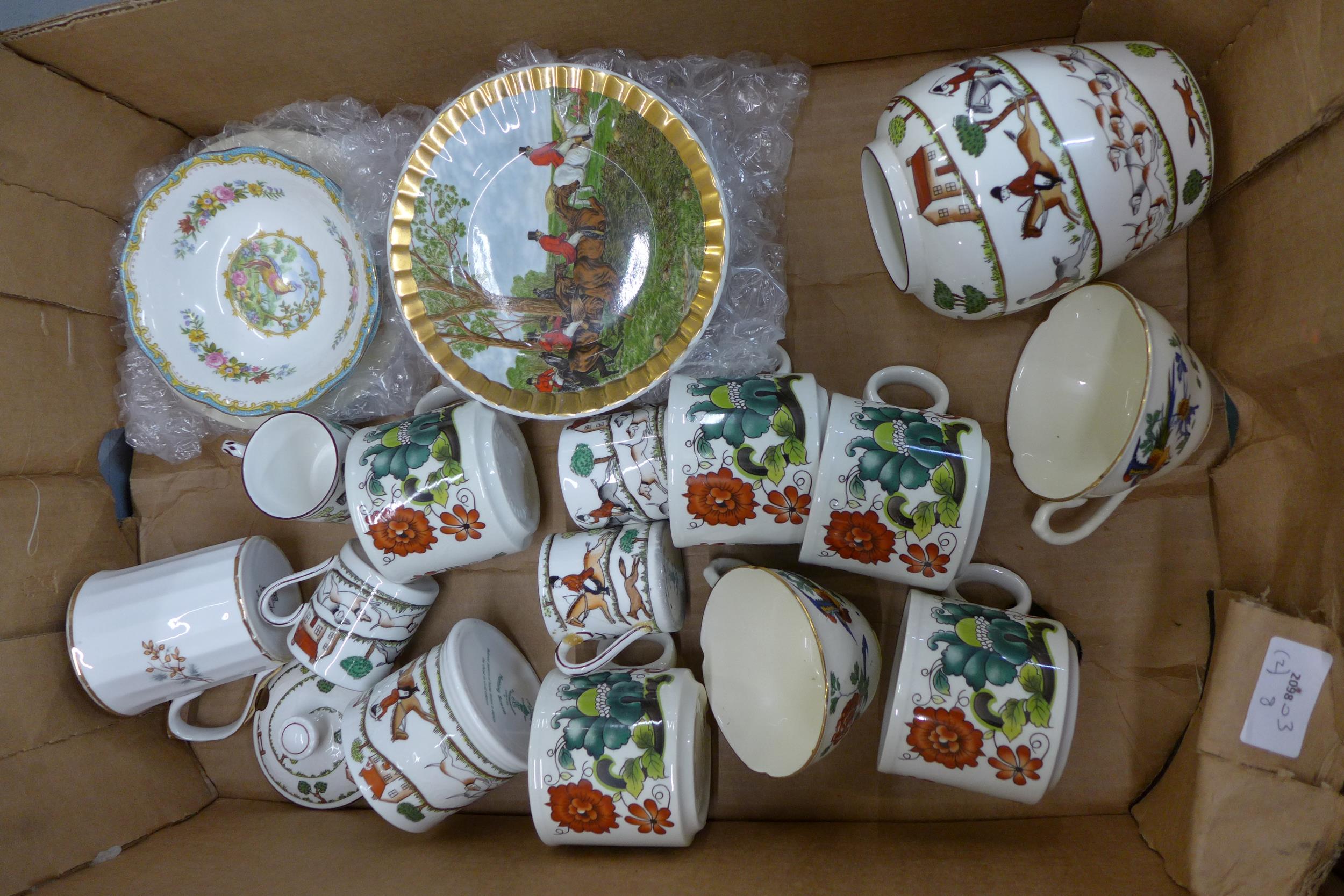 A collection of Staffordshire Hunting Scene tea and coffee ware and other china - Bild 6 aus 6