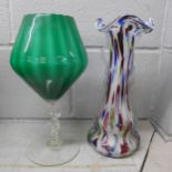 Two coloured glass vases **PLEASE NOTE THIS LOT IS NOT ELIGIBLE FOR POSTING AND PACKING**