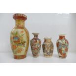 Four oriental vases, tallest 25cm, smallest a/f