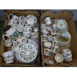 A collection of Staffordshire Hunting Scene tea and coffee ware and other china