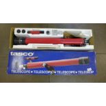 A Tasco 320x60mm telescope, boxed