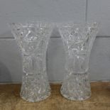 A pair of large crystal glass vases