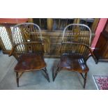 A pair of elm and beech Windsor armchairs