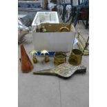 Assorted brass and copperware