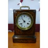 A 19th Century French inlaid rosewood mantel clock, movement signed Louis et Miera, Paris