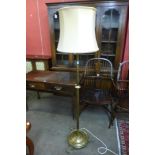 An early 20th Century telescopic brass floor standing lamp