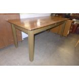 A painted pine scrub top single drawer farmhouse kitchen table