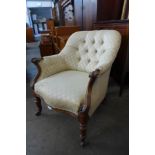 A William IV rosewood and fabric upholstered armchair