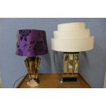 Two Art Deco style mirrored table lamps
