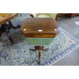 A Regency rosewood and brass inlaid lady's sewing table