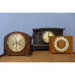Three assorted mantel clocks