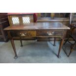 A George II mahogany two drawer side table