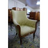 A Regency simulated rosewood and fabric upholstered library armchair