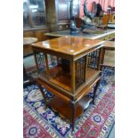 An Edward VII mahogany and satinwood inlaid revolving bookcase