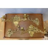 Two pairs of French brass wall sconces