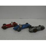 Three die-cast racing cars, Talbot Lago, Maserati and Speed of the Wind