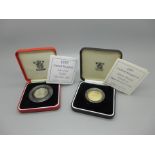 A Royal Mint UK 1997 silver proof Piedfort 50p coin and a 1997 silver proof Piedfort £2 coin