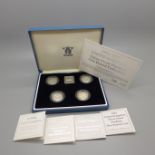 A 1994-1997 UK silver proof Piedfort £1 collection, complete with all certificates