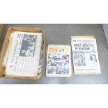 A collection of newspapers with historic events and news including 1966 Daily Sketch, Daily