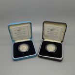 Two 1995 UK silver proof Piedfort £2 coins, 50th Anniversary of the United Nations