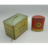 A Cauldon Potteries Limited The Queen's Dolls' House money box tin and an Oxo George VI Coronation
