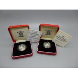 Two silver proof Piedfort £1 coins, 1993 and 1994